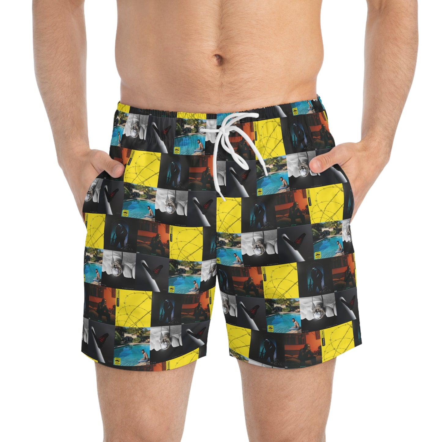 Post Malone Album Art Collage Men's Swim Trunks