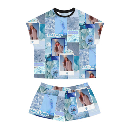 Olivia Rodrigo Light Blue Aesthetic Collage Women's Short Pajama Set