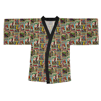 Marvel Comic Book Cover Collage Long Sleeve Kimono Robe