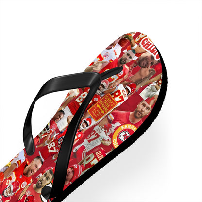 Travis Kelce Chiefs Red Collage Flip Flops