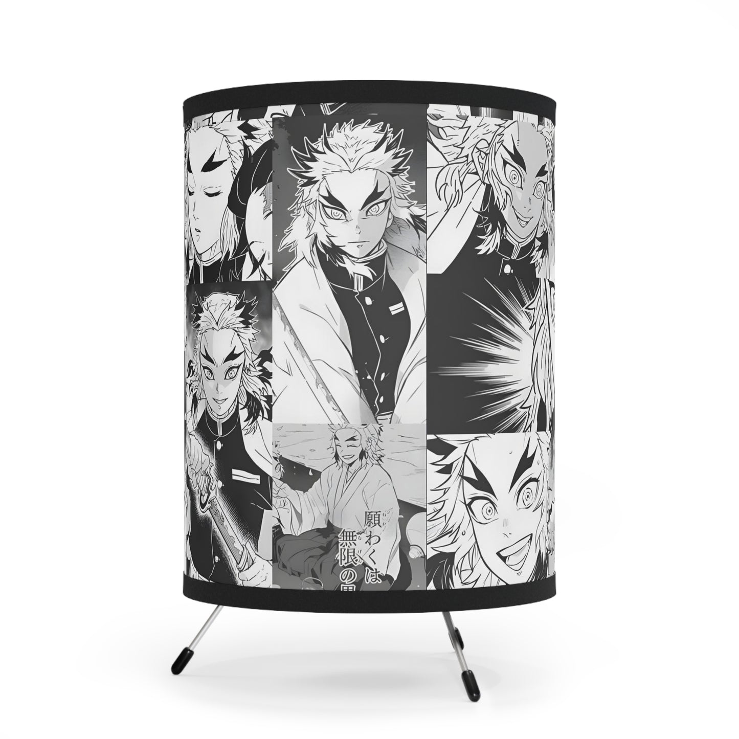 Demon Slayer Kyojuro Rengoku Collage Tripod Lamp with High-Res Printed Shade