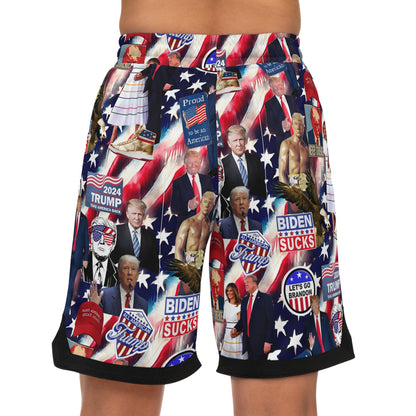 Donald Trump 2024 MAGA Montage Basketball Rib Shorts