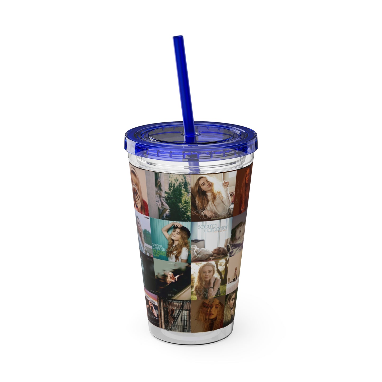 Sabrina Carpenter Album Cover Collage Sunsplash Tumbler with Straw