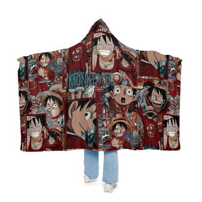 One Piece Anime Monkey D Luffy Red Collage Snuggle Blanket