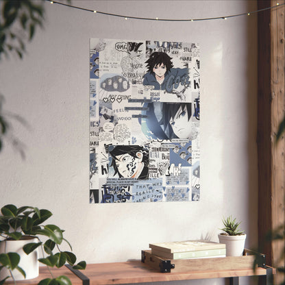 Demon Slayer Giyu Aesthetic Collage Matte Vertical Poster