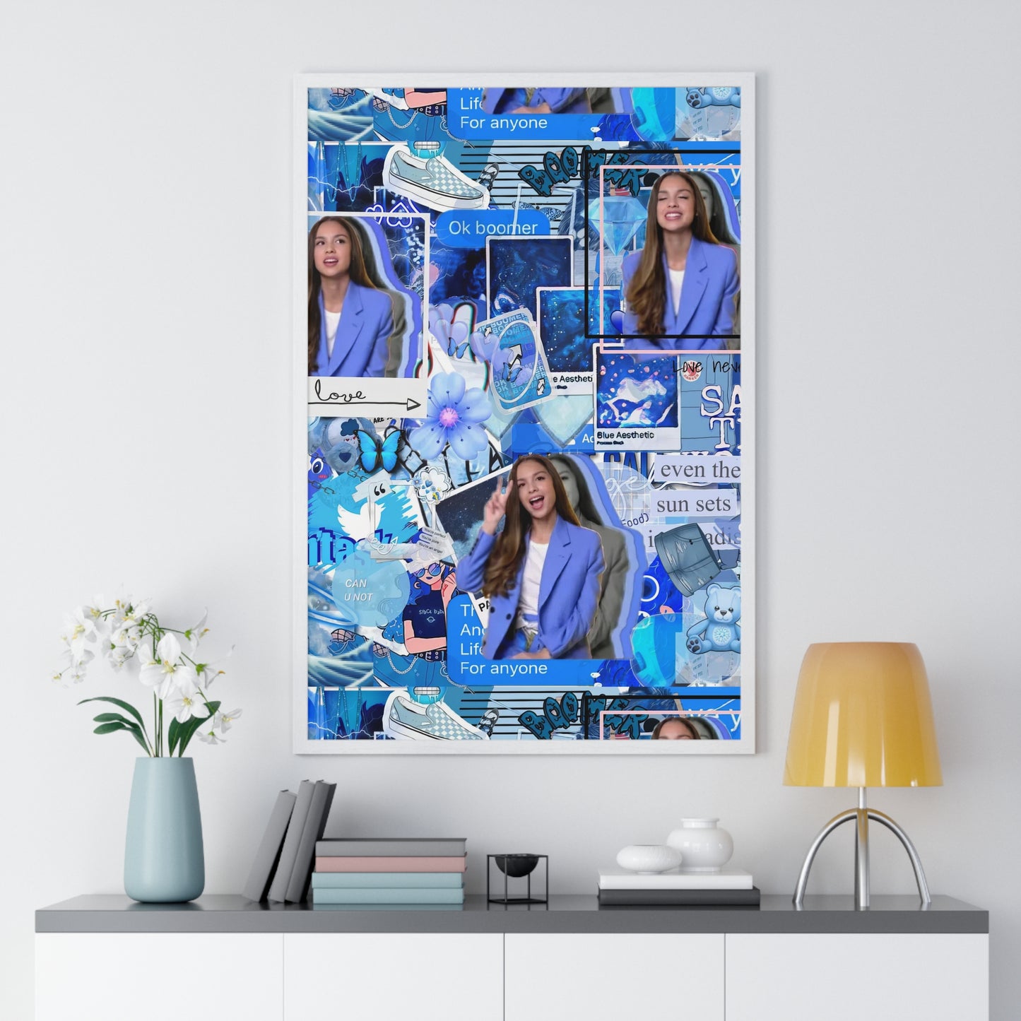 Olivia Rodrigo Blue Aesthetic Collage Framed Print