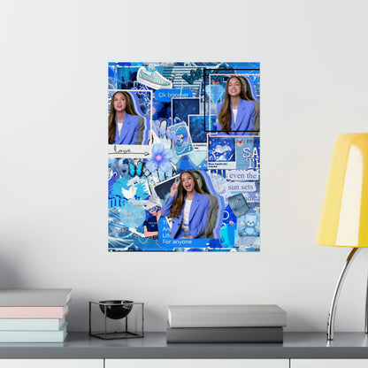 Olivia Rodrigo Blue Aesthetic Collage Matte Poster