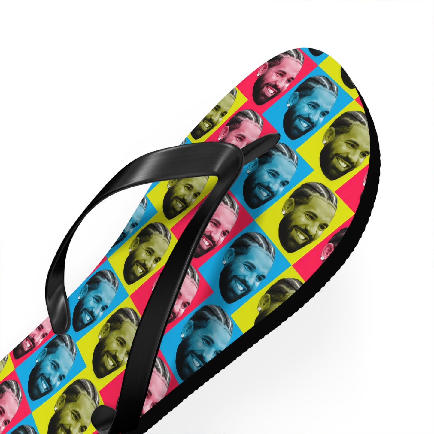 Drake Colored Checker Faces Flip Flops