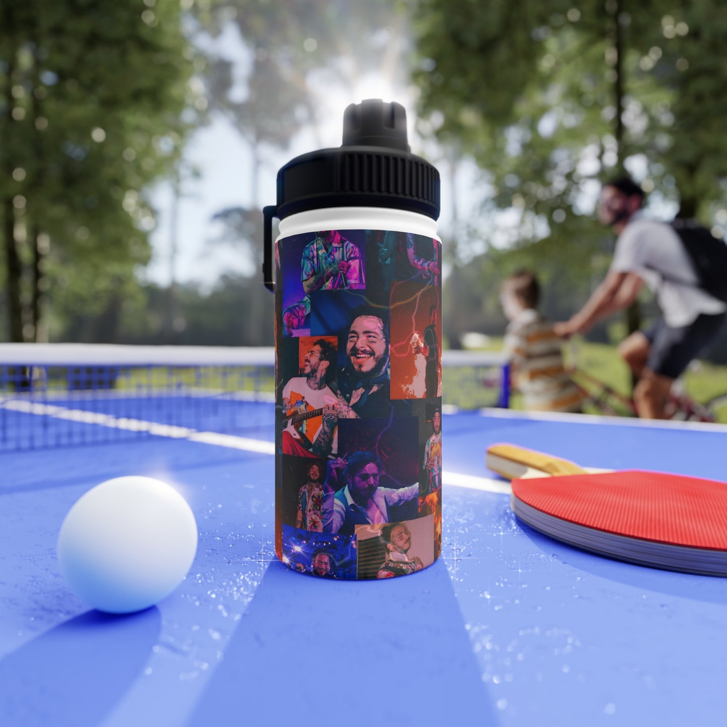 Post Malone Lightning Photo Collage Stainless Steel Sports Lid Water Bottle