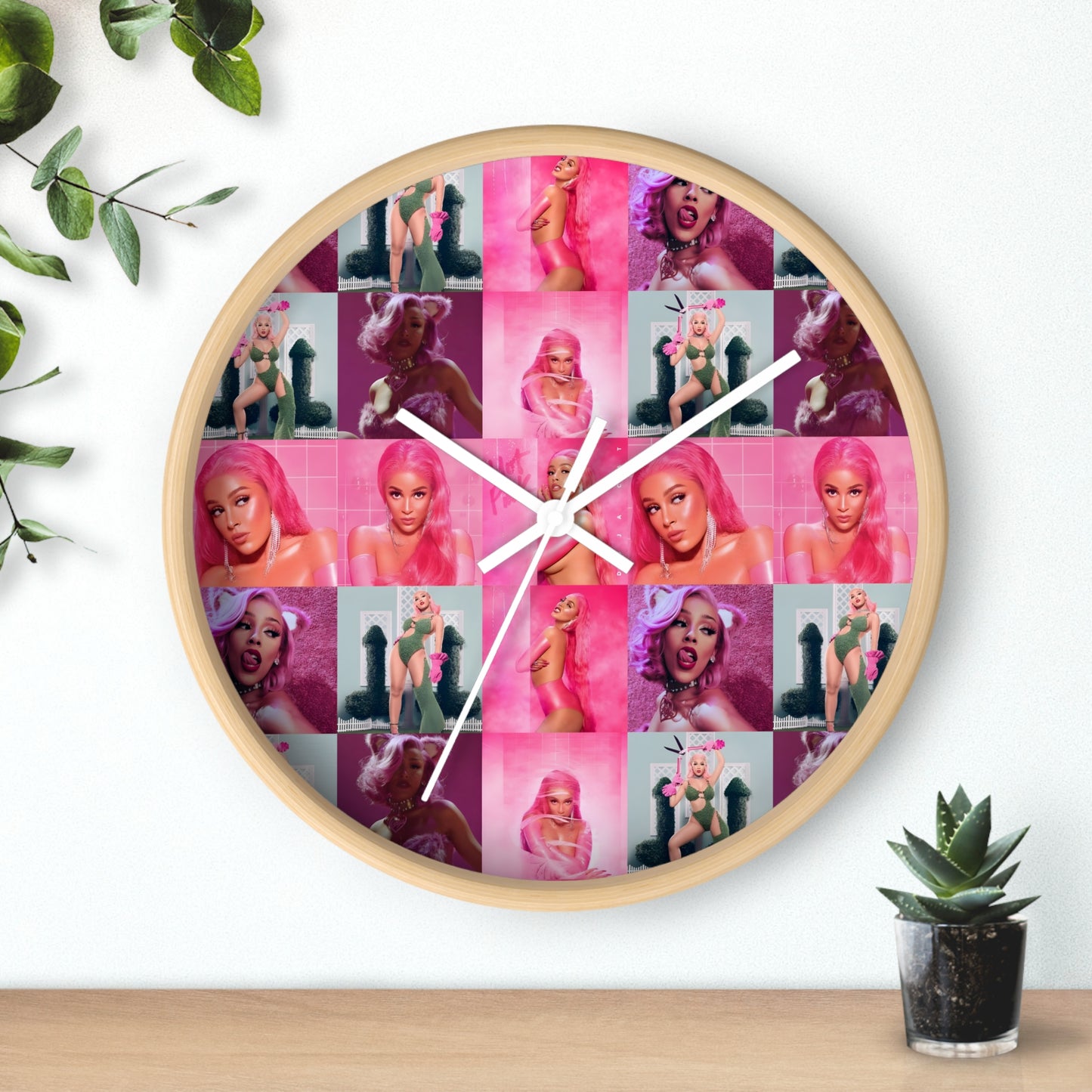 Doja Cat Hot Pink Mosaic Wall Clock