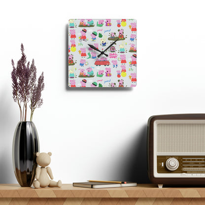 Peppa Pig Oink Oink Collage Acrylic Wall Clock