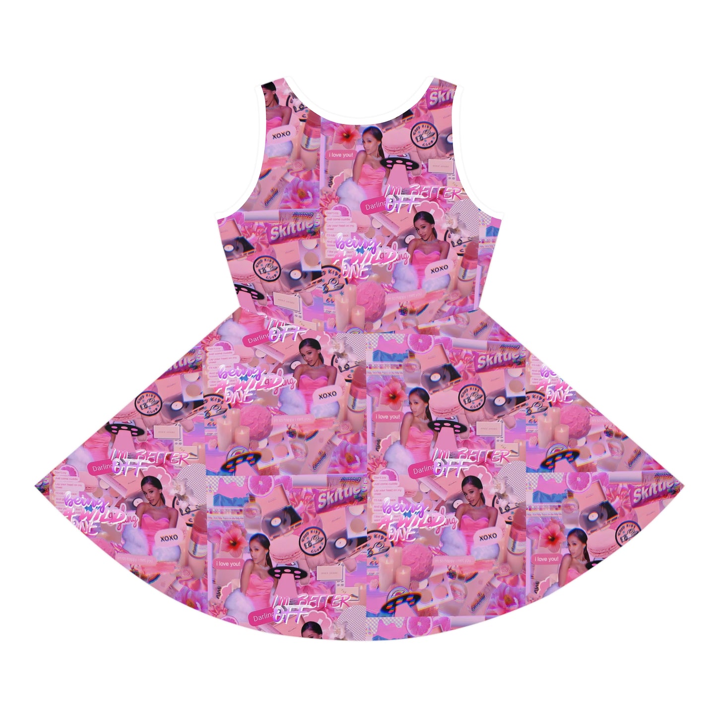 Ariana Grande Purple Vibes Collage Girls' Sleeveless Sundress