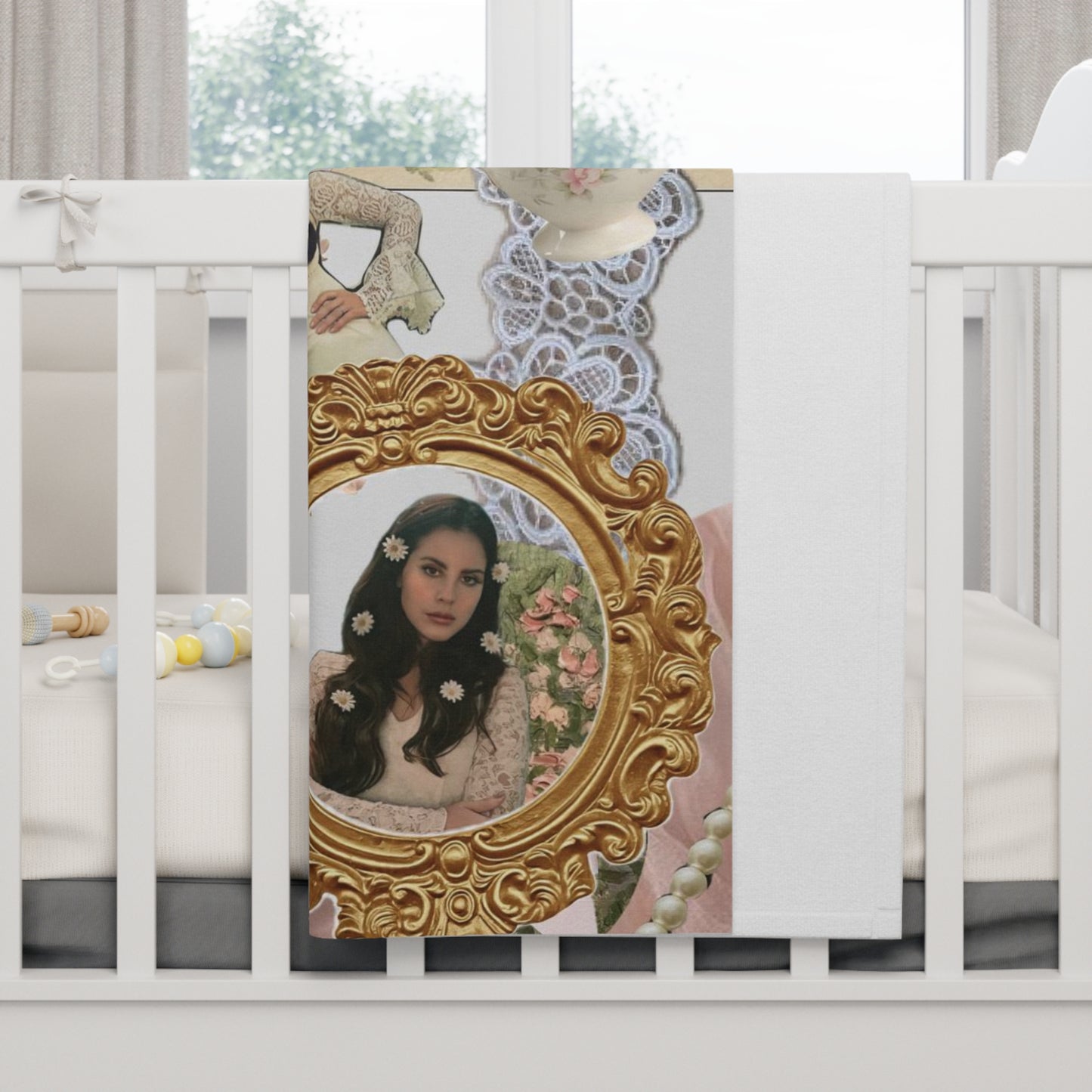 Lana Del Rey Victorian Collage Soft Fleece Baby Blanket