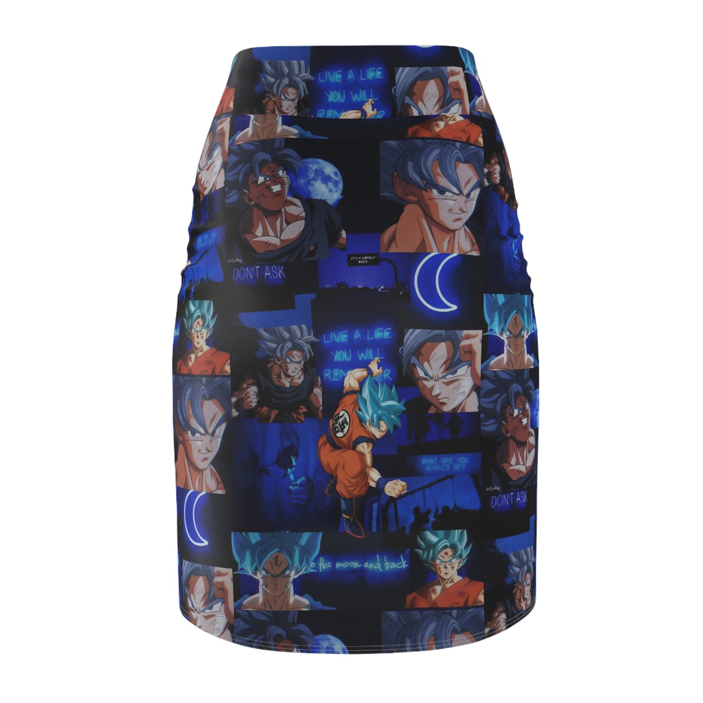 Dragon Ball Z Saiyan Moonlight Collage Women's Pencil Skirt