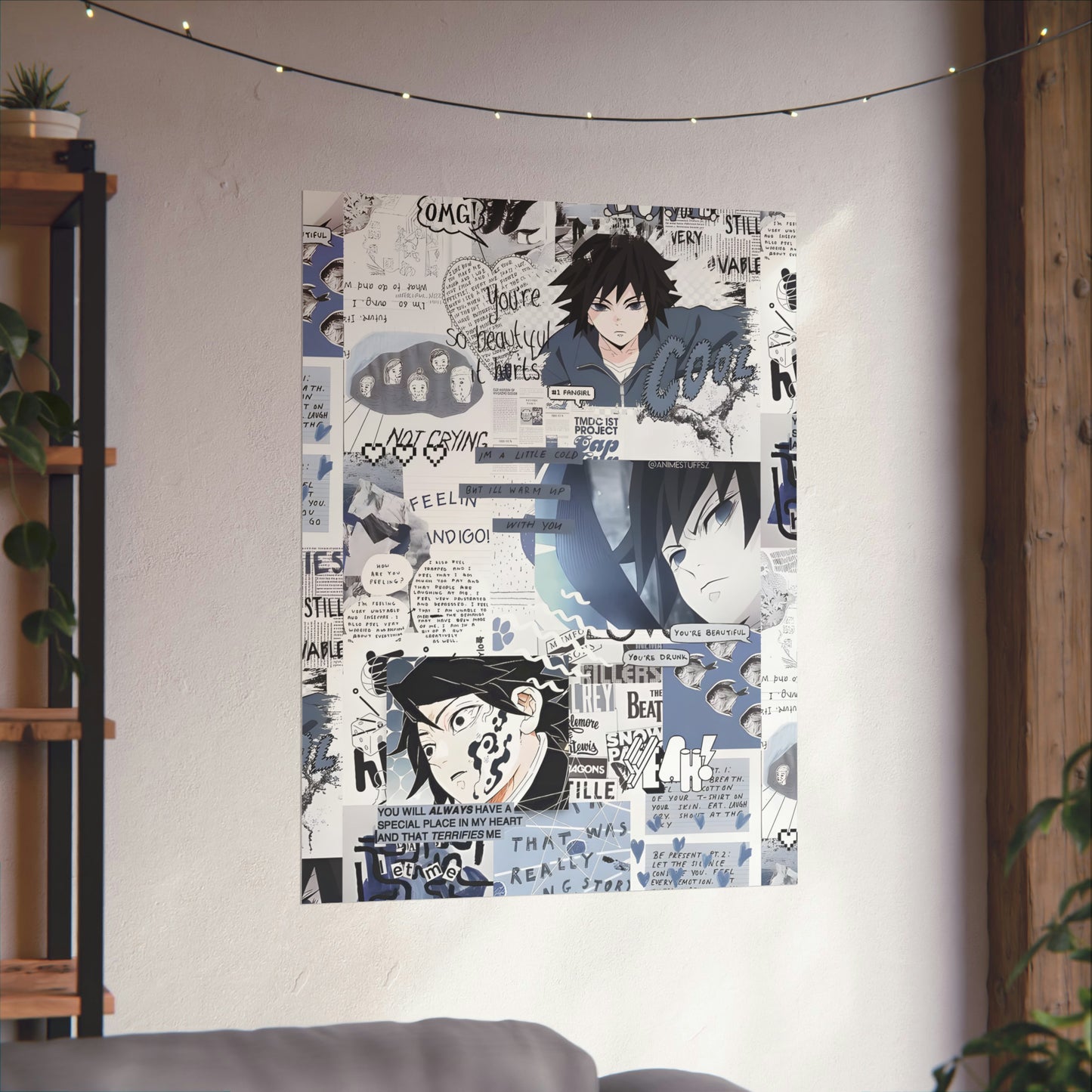 Demon Slayer Giyu Aesthetic Collage Matte Vertical Poster