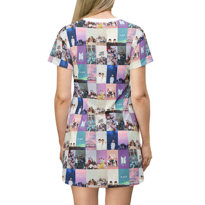 BTS Pastel Aesthetic Collage T-Shirt Dress