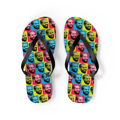 Drake Colored Checker Faces Flip Flops