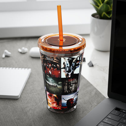 Slipknot Album Art Collage Sunsplash Tumbler with Straw