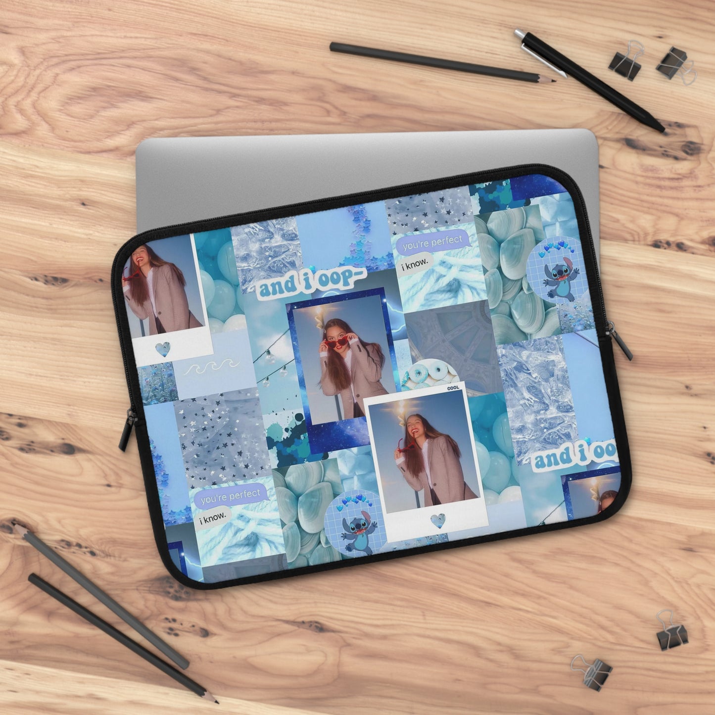 Olivia Rodrigo Light Blue Aesthetic Collage Laptop Sleeve