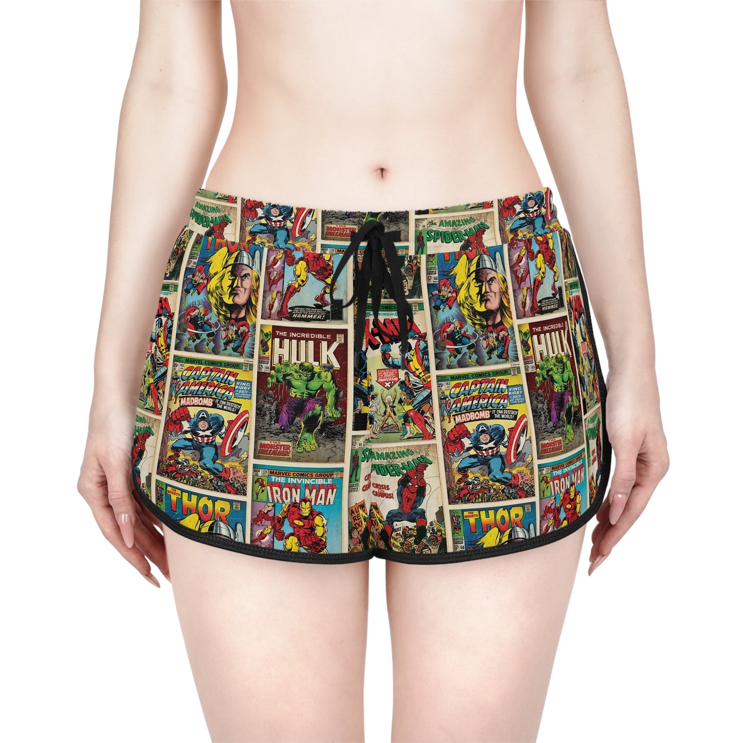 Marvel Comic Book Cover Collage Women's Relaxed Shorts