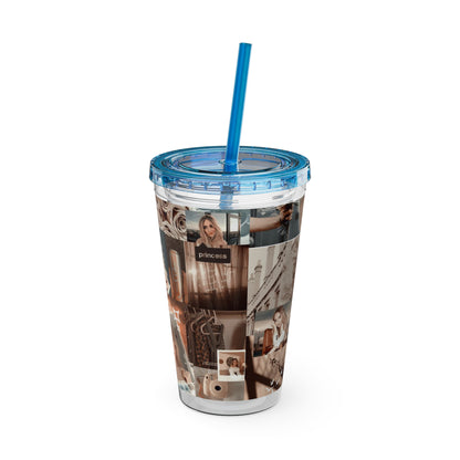 Sabrina Carpenter Peachy Princess Collage Sunsplash Tumbler with Straw