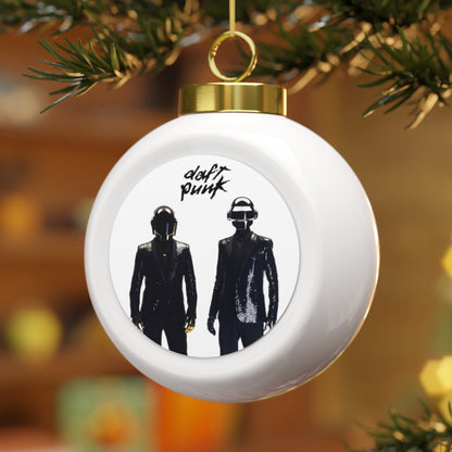 Daft Punk Standing In Black Suits Christmas Ball Ornament