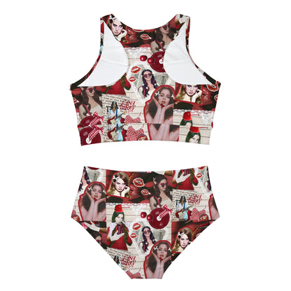 Lana Del Rey Cherry Coke Collage Sporty Bikini Set