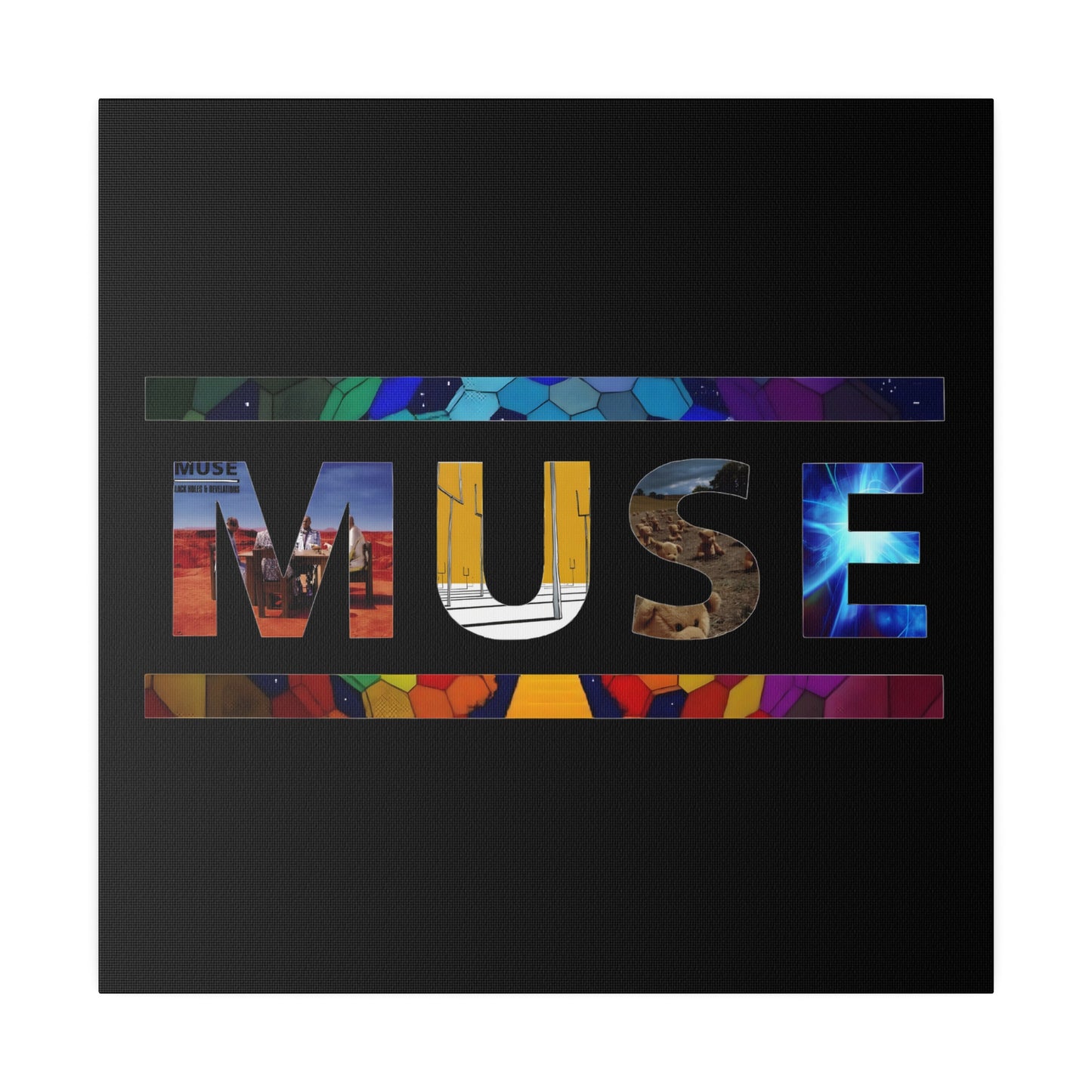 Muse Album Art Letters Thin Matte Stretched Canvas