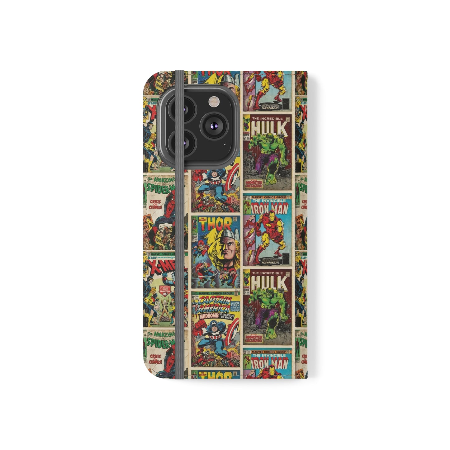Marvel Comic Book Cover Collage Phone Flip Case