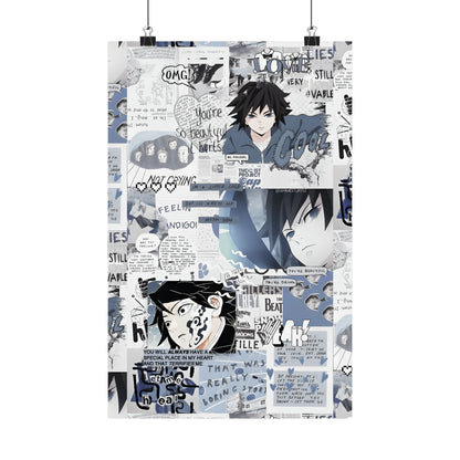 Demon Slayer Giyu Aesthetic Collage Matte Vertical Poster