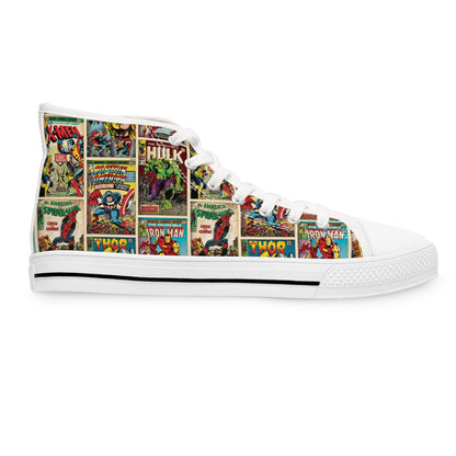 Marvel Comic Book Cover Collage Women's High Top Sneakers