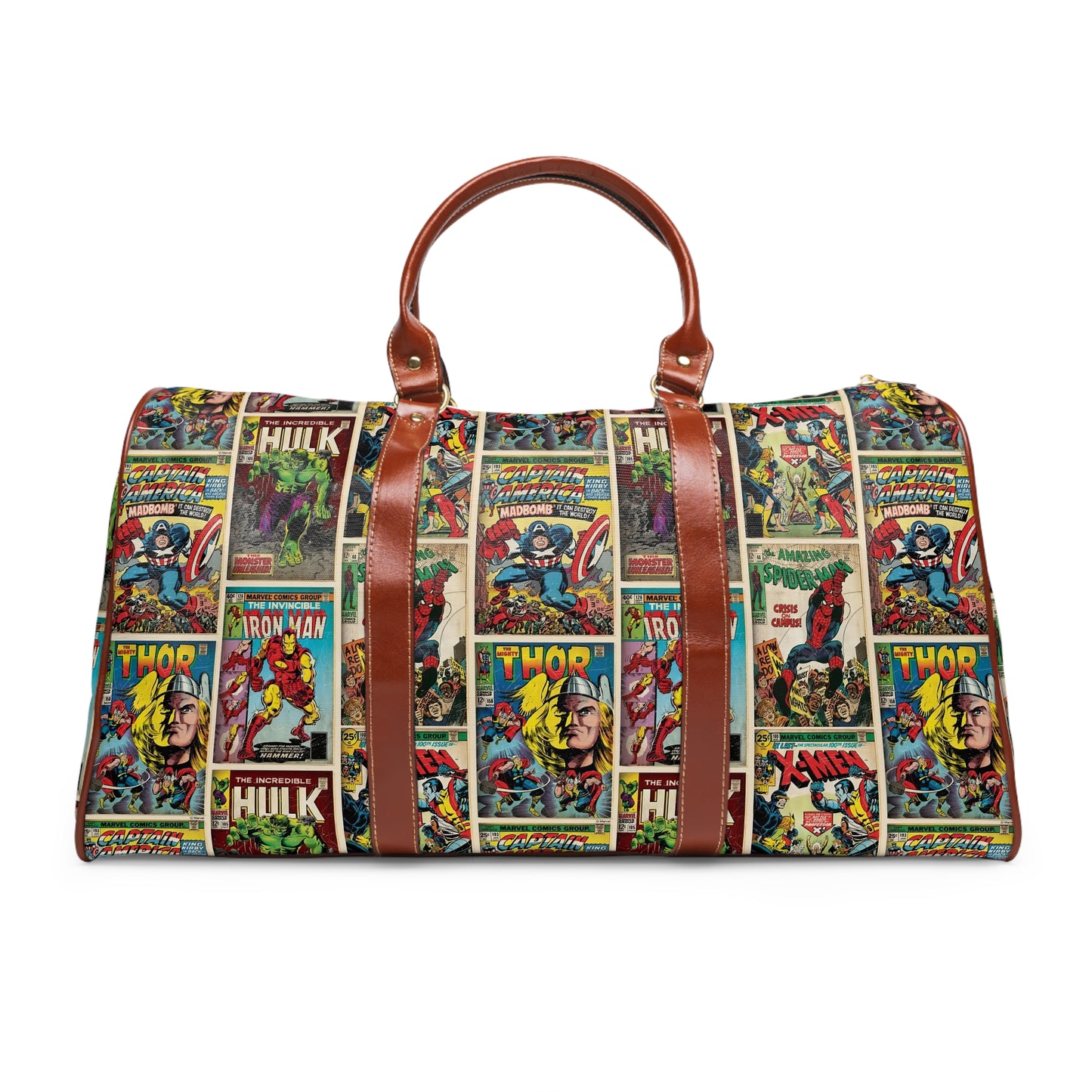 Marvel Comic Book Cover Collage Waterproof Travel Bag