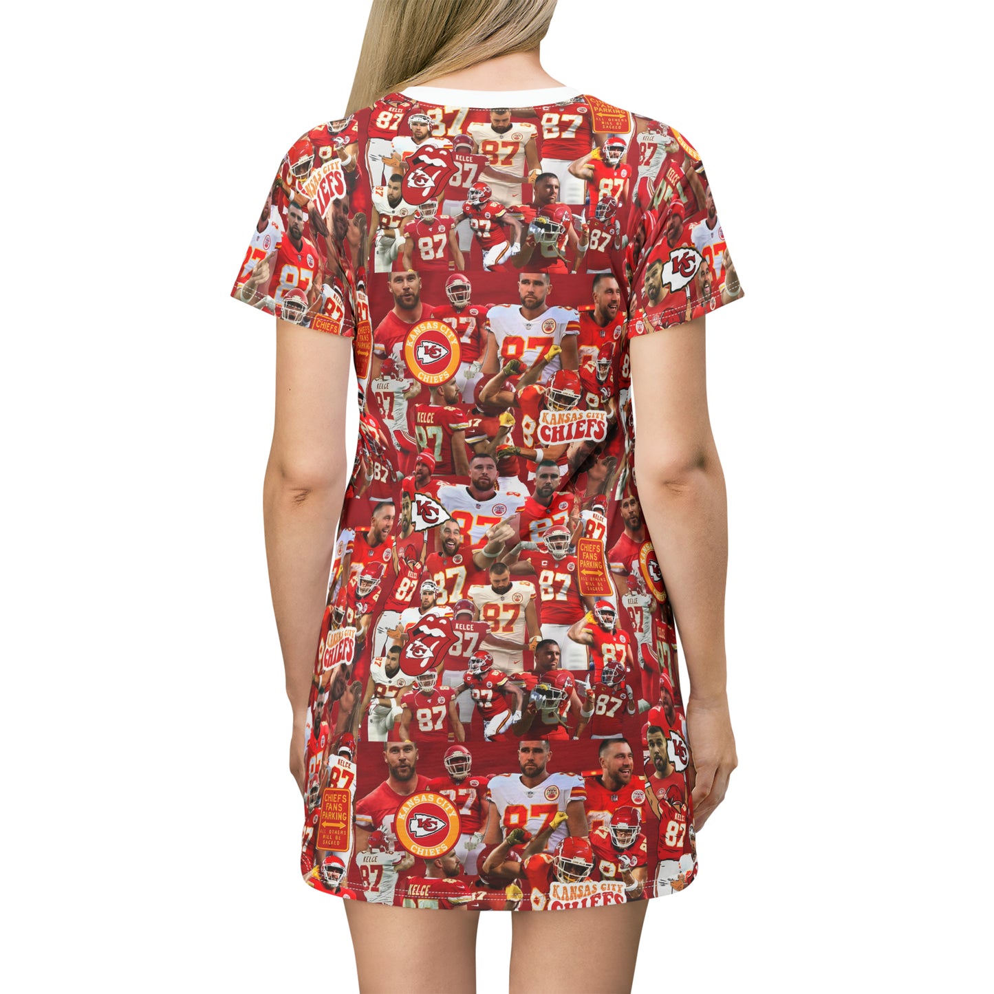 Travis Kelce Chiefs Red Collage T-Shirt Dress