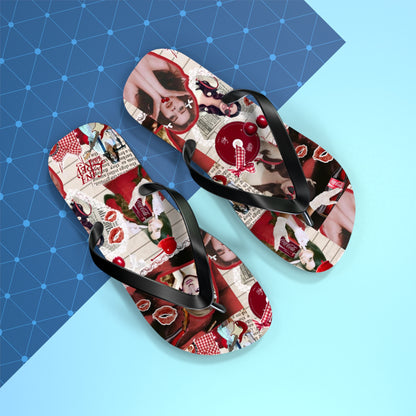 Lana Del Rey Cherry Coke Collage Flip Flops