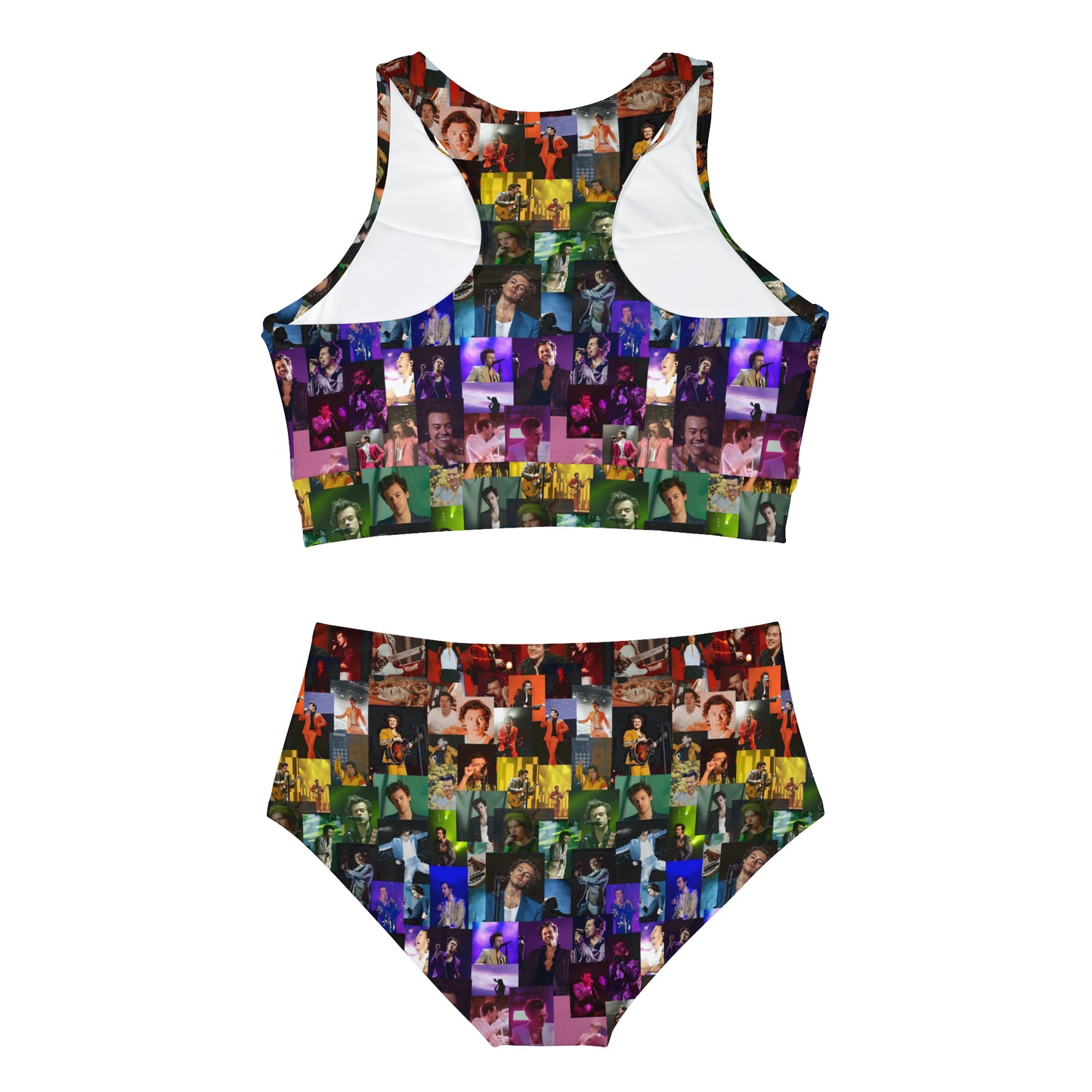 Harry Styles Rainbow Photo Collage Sporty Bikini Set