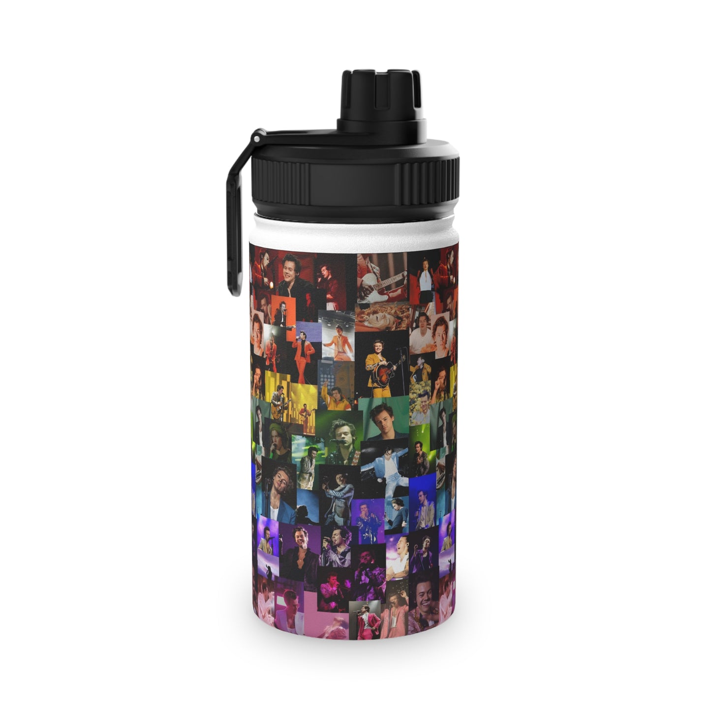 Harry Styles Rainbow Photo Collage Stainless Steel Sports Lid Water Bottle