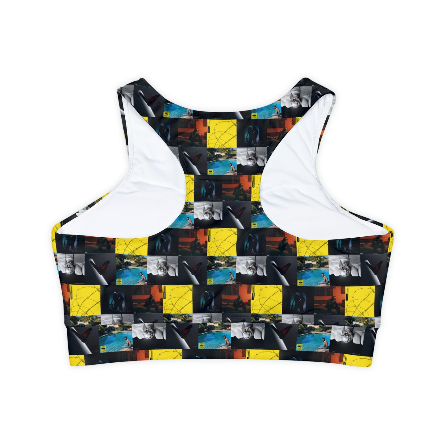 Post Malone Album Art Collage Fully Lined Padded Sports Bra