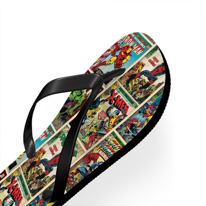 Marvel Comic Book Cover Collage Flip Flops