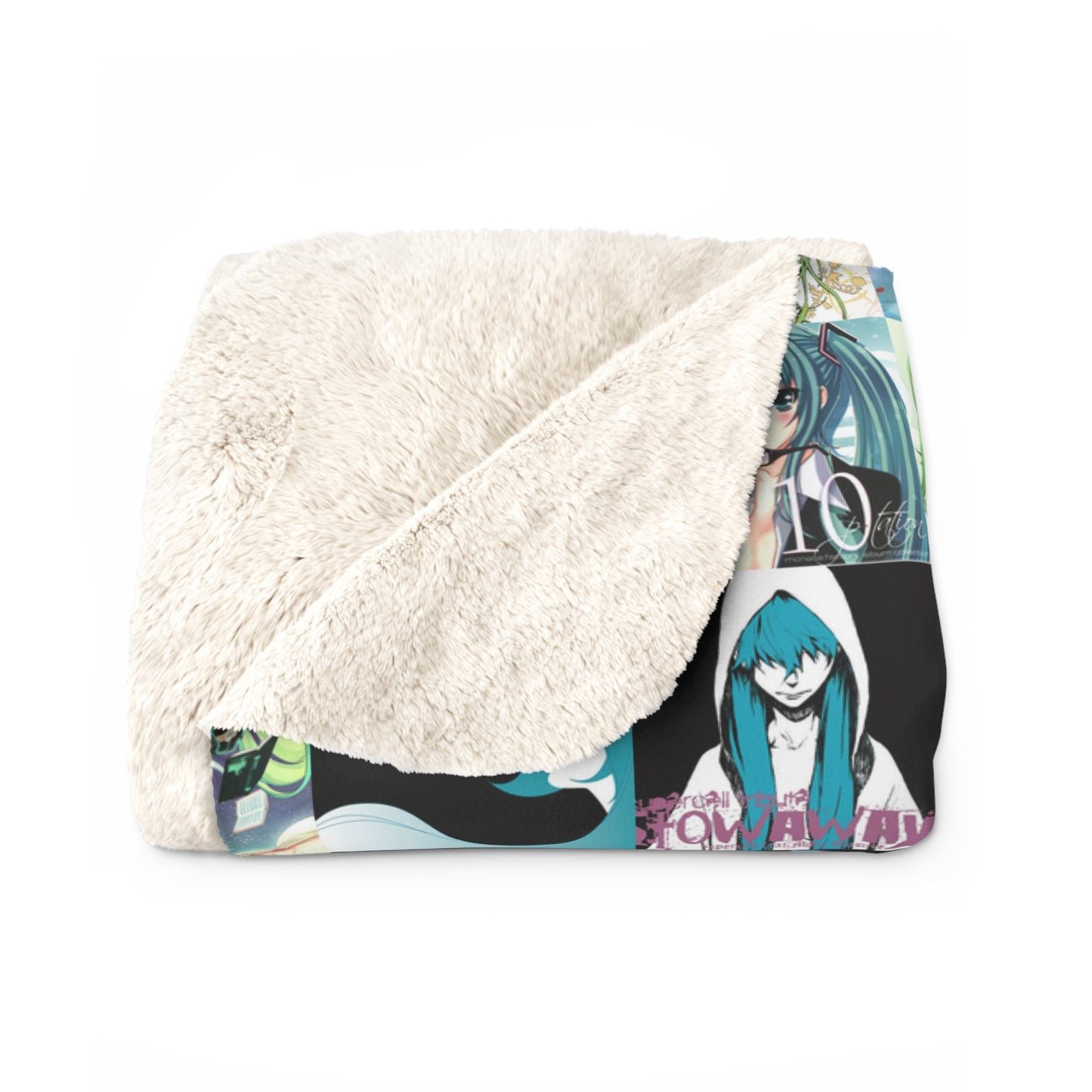 Hatsune Miku Album Cover Collage Sherpa Fleece Blanket