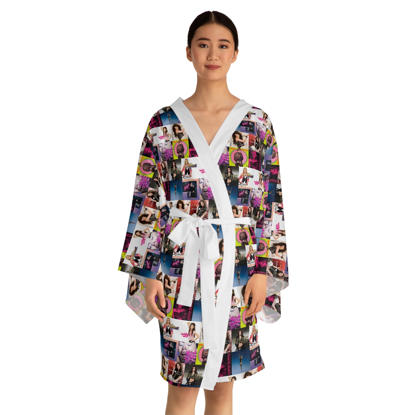 Miley Cyrus Album Cover Collage Long Sleeve Kimono Robe