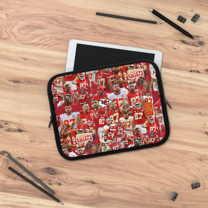 Travis Kelce Chiefs Red Collage Laptop Sleeve