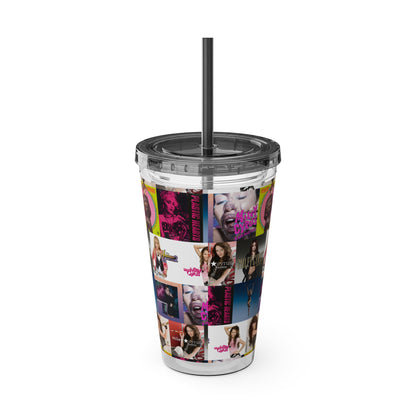 Miley Cyrus Album Cover Collage Sunsplash Tumbler with Straw