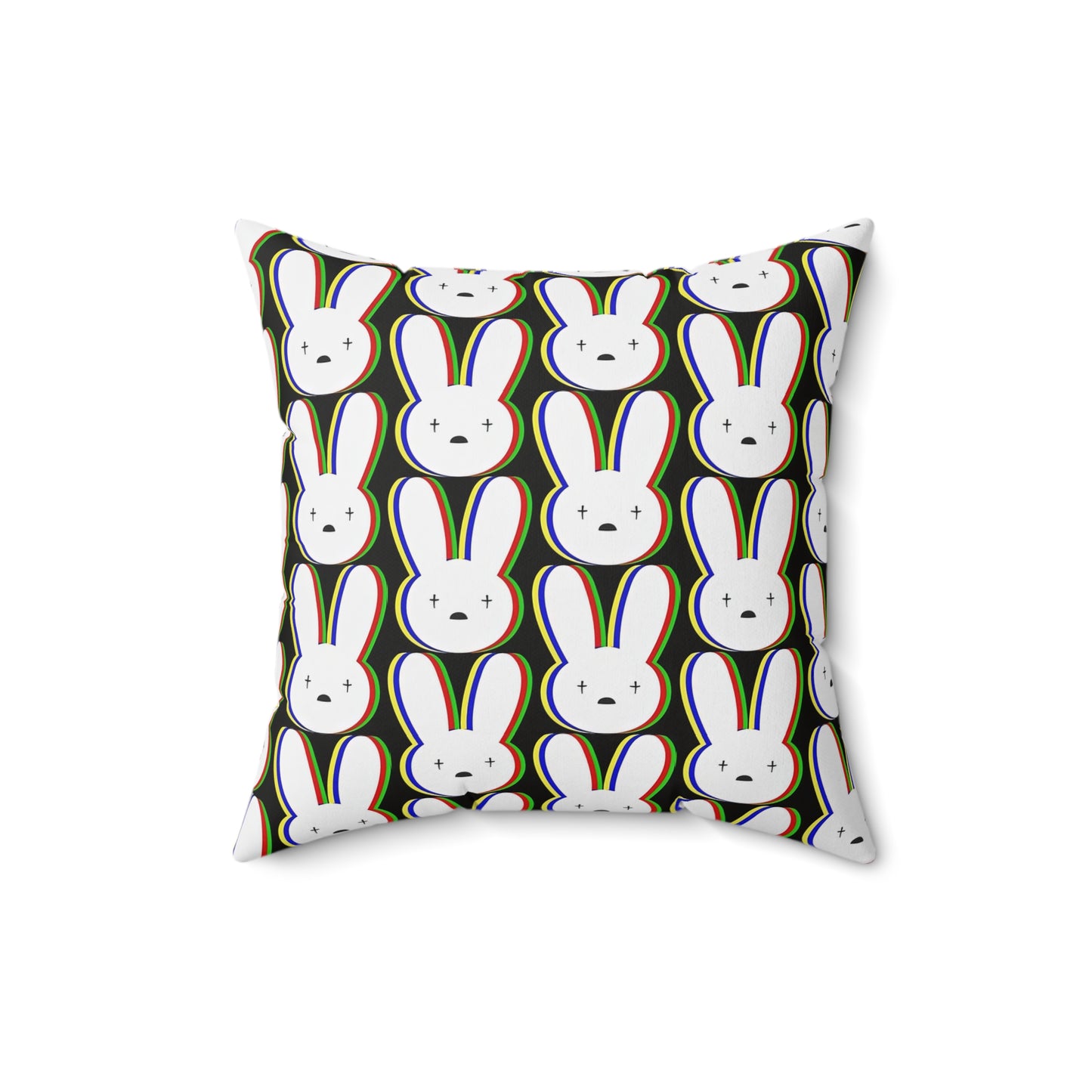 Bad Bunny Logo Pattern Spun Polyester Square Pillow