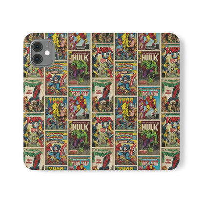 Marvel Comic Book Cover Collage Phone Flip Case