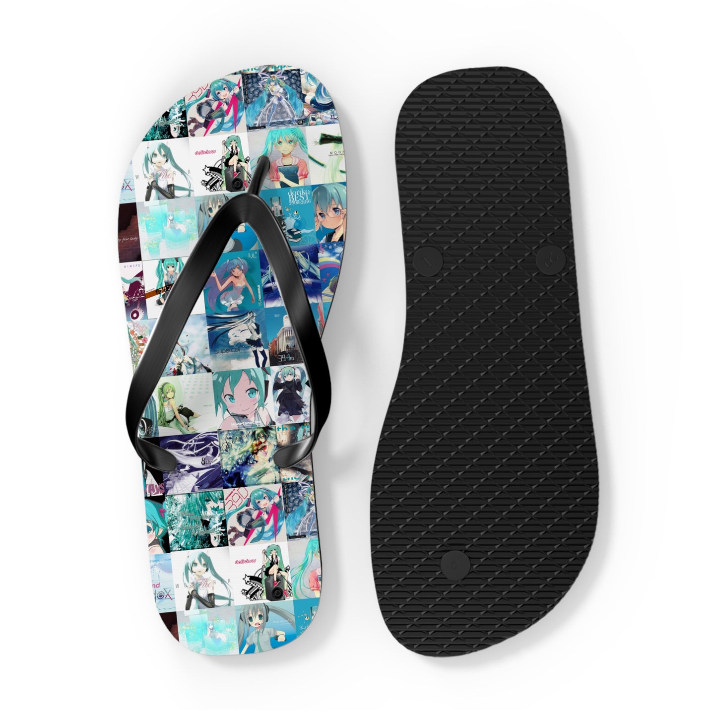 Hatsune Miku Album Cover Collage Flip Flops