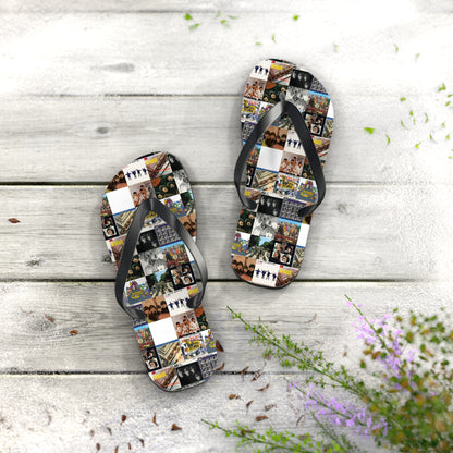 The Beatles Album Cover Collage Flip Flops