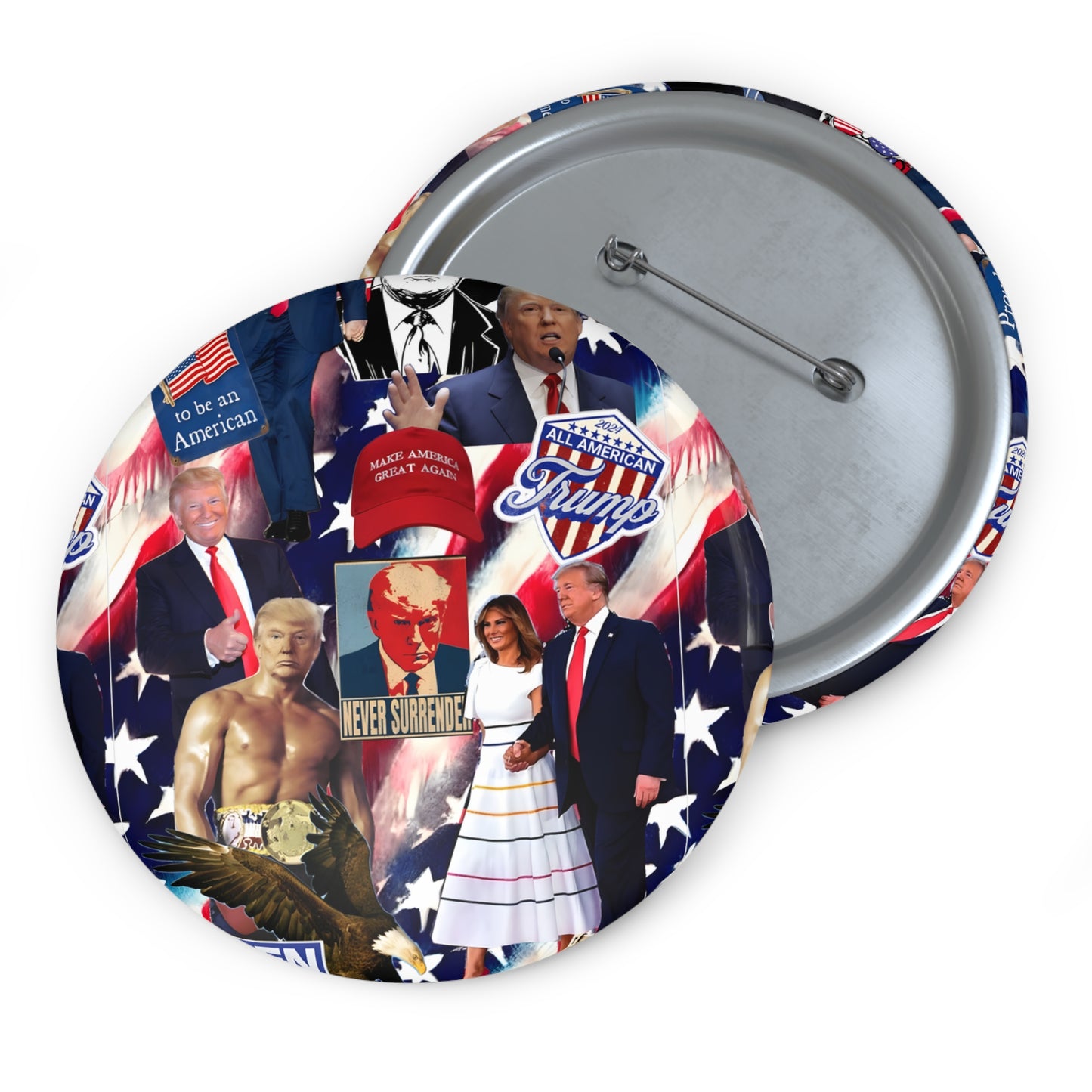 Donald Trump 2024 MAGA Montage Custom Pin Buttons