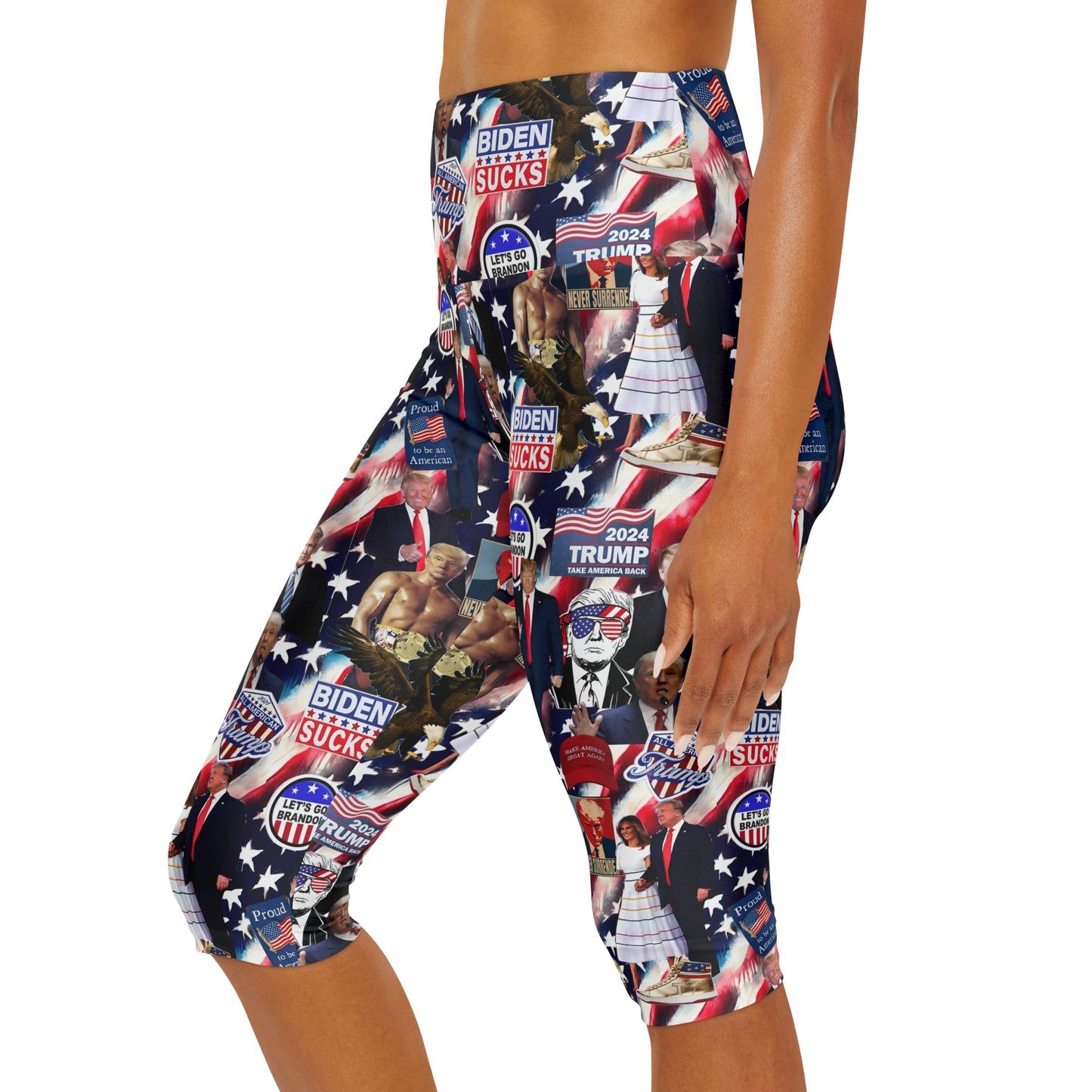 Donald Trump 2024 MAGA Montage Yoga Capri Leggings