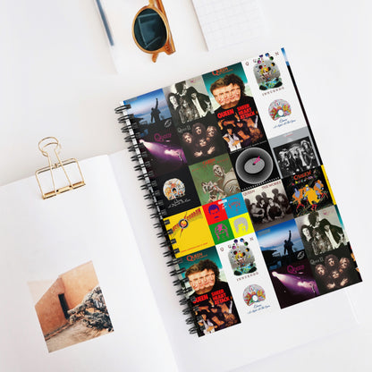 Queen Album Cover Collage Ruled Line Spiral Notebook