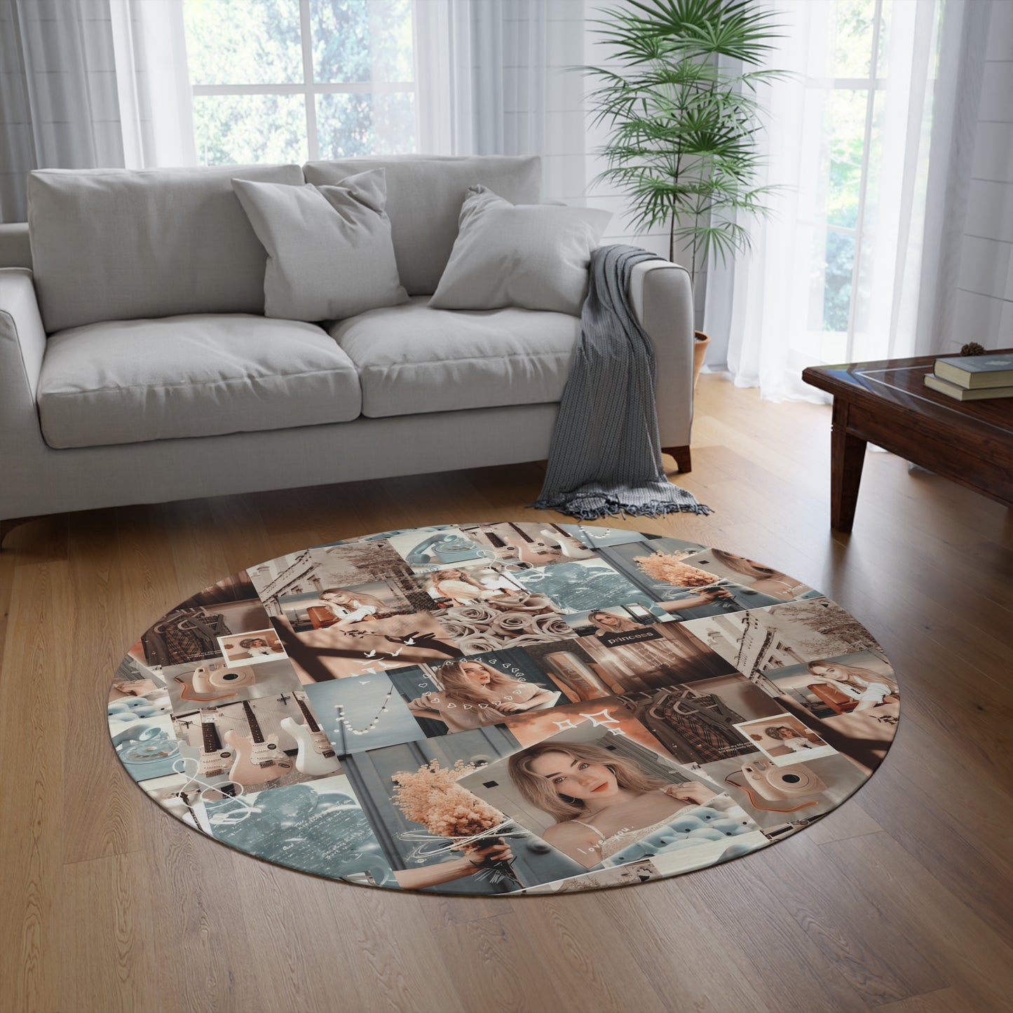 Sabrina Carpenter Peachy Princess Collage Round Rug